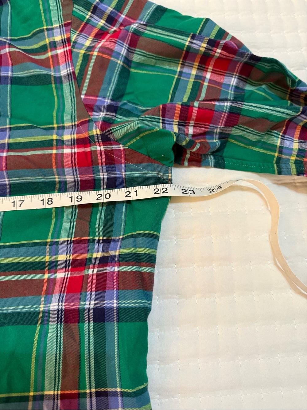 Upcycled Polo Ralph Lauren Green Plaid Button-Up Cropped Shirt - Picture 7 of 7